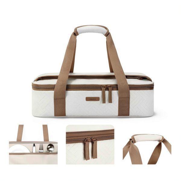 TOURIT Insulated Casserole Carrier Leakproof Beige Food-3