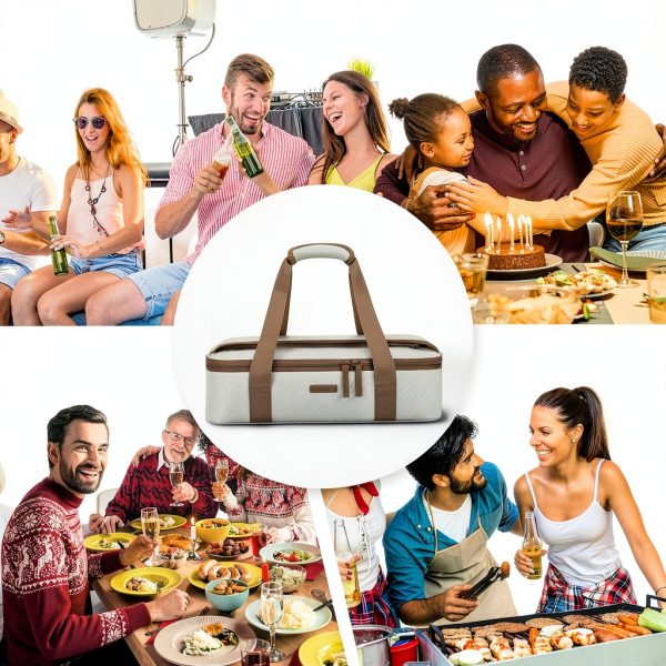 TOURIT Insulated Casserole Carrier Leakproof Beige Food-6
