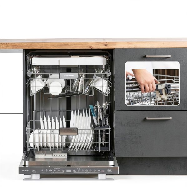 Sharp Built-In Dishwasher SDW6736MS Adjustable Third Rack Quiet 47dBA-4