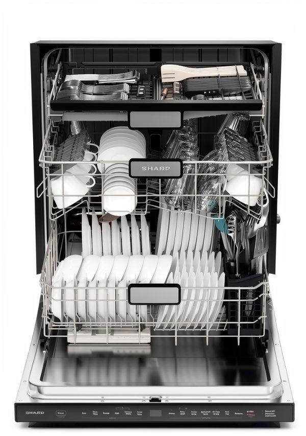 Sharp Built-In Dishwasher SDW6736MS Adjustable Third Rack Quiet 47dBA-9