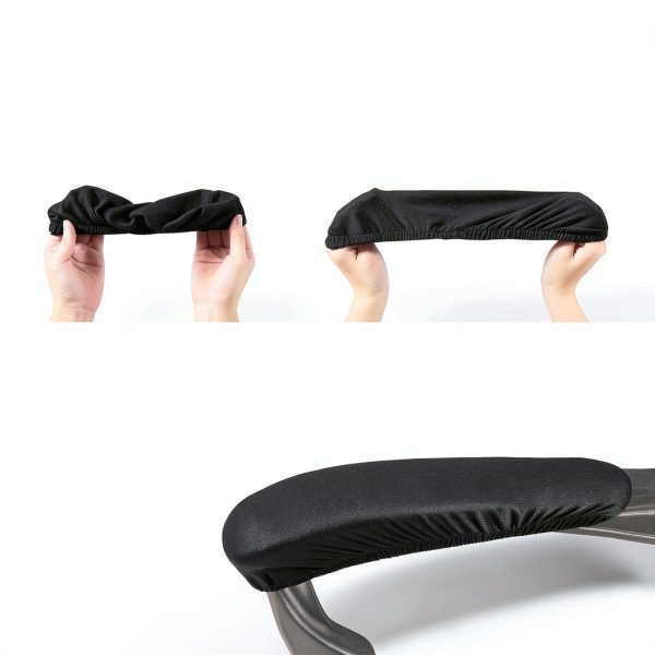 Smiry Stretch Office Chair Armrest Covers Soft Fit Washable Black-2
