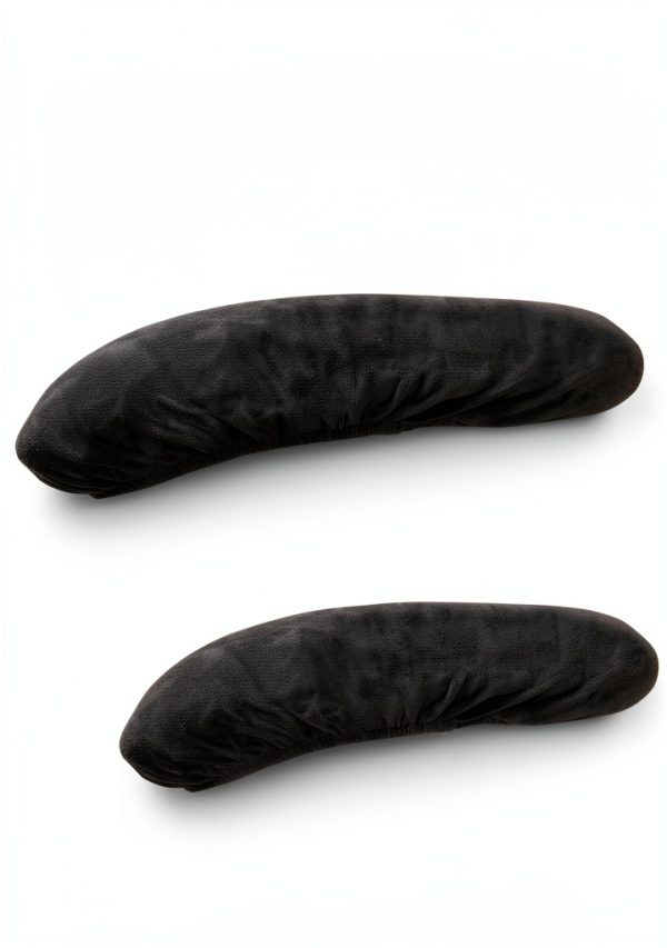 Velvet Office Chair Armrest Covers BAIDATONG Stretchable Black (2 pcs)-1