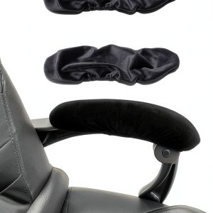 Velvet Office Chair Armrest Covers BAIDATONG Stretchable Black (2 pcs)-0