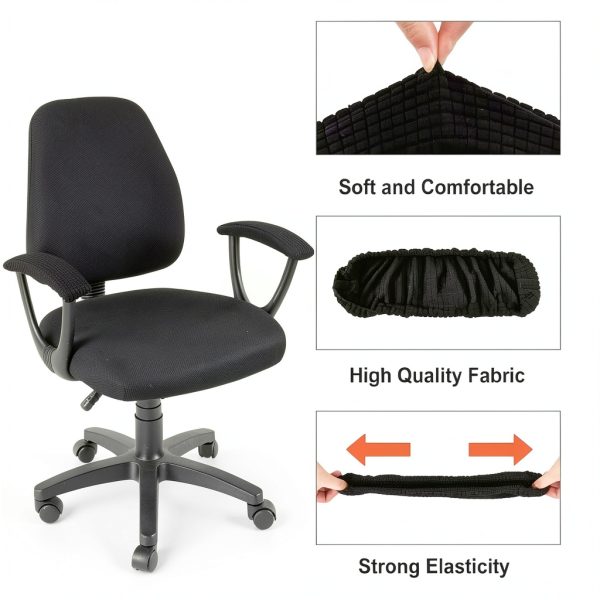SARAFLORA Office Chair-Arm Cover Stretchable Stain Resistant Spandex Stretch Computer Chair Slipcover for Desk Chairs Arm, Black-1