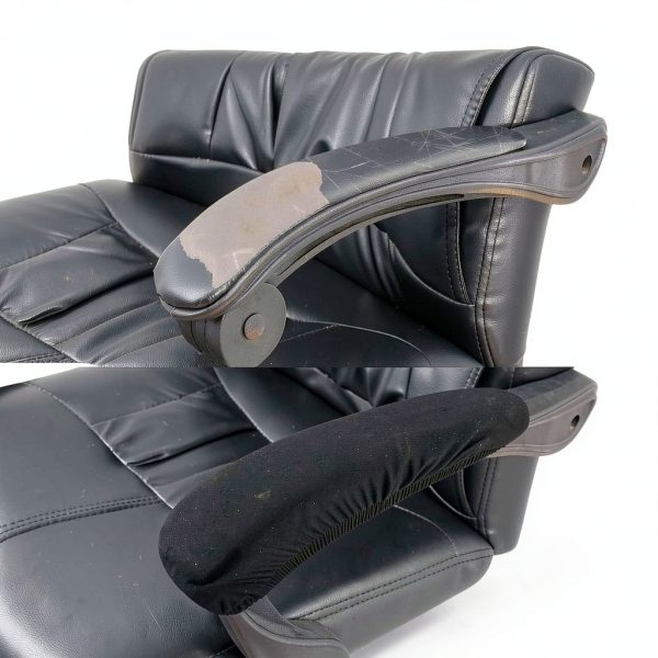 Smiry Stretch Office Chair Armrest Covers Soft Fit Washable Black-4