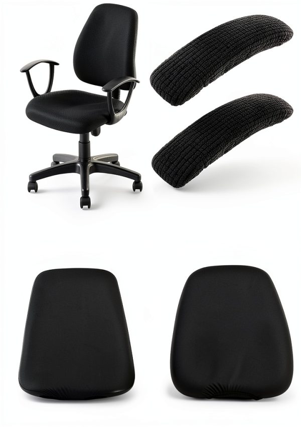 SARAFLORA Office Chair-Arm Cover Stretchable Stain Resistant Spandex Stretch Computer Chair Slipcover for Desk Chairs Arm, Black-6